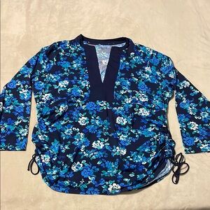 Floral Blue Women's Swim Top